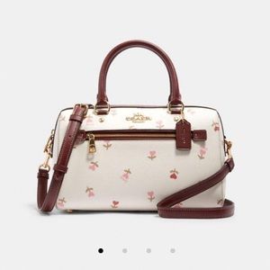 Coach Rowan Satchel with Heart Floral Print